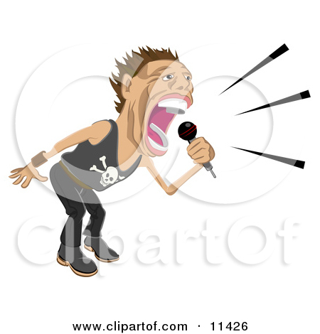 Vocalist Singing And Performing During A Concert Clipart Illustration