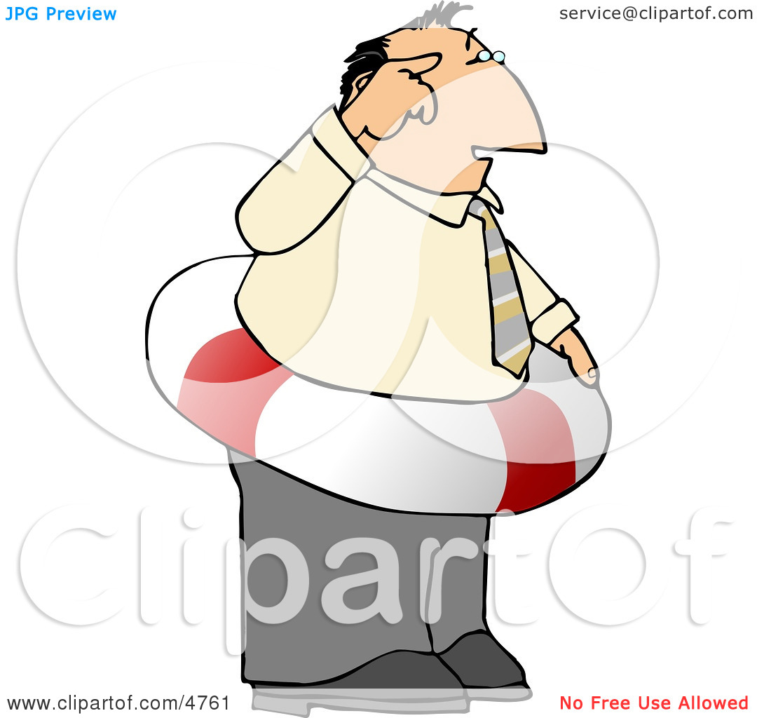 Wearing A Life Preserver Float Tube Around His Waist Clipart By Djart
