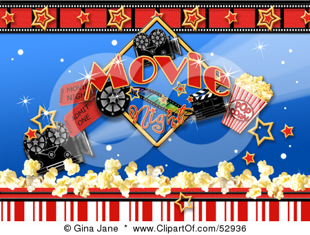 52936 Royalty Free Rf Clipart Illustration Of A Movie Night Background