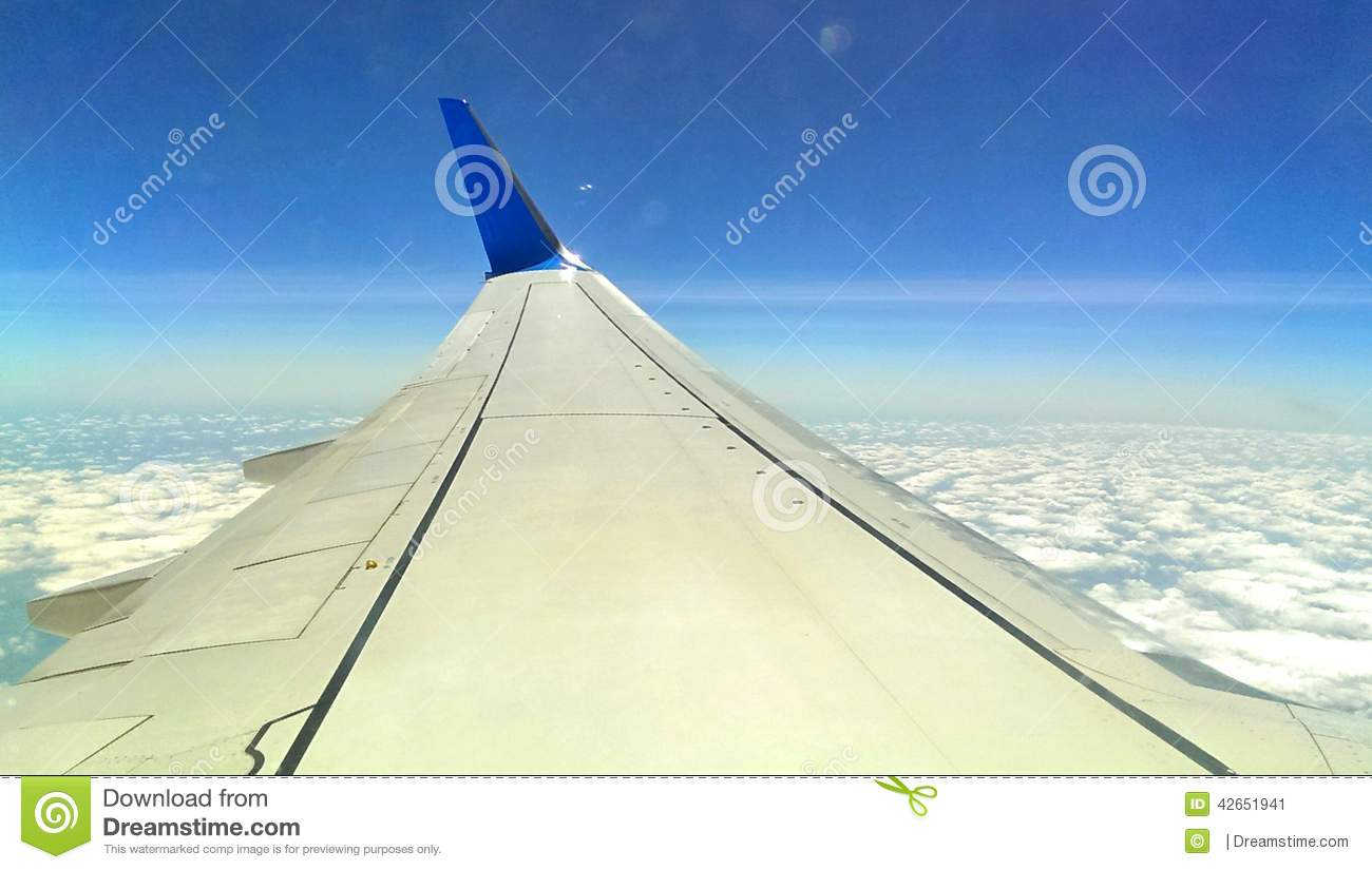 An Aeroplane Wing From A Jet Liner High Over The L Stock Photo   Image