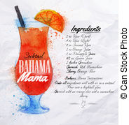 Bahama Mama Cocktails Watercolor   Bahama Mama Cocktails