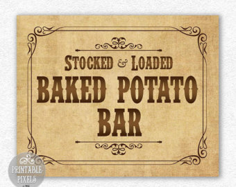 Baked Potato Bar Flyer Baked Potato Bar 8x10 Western