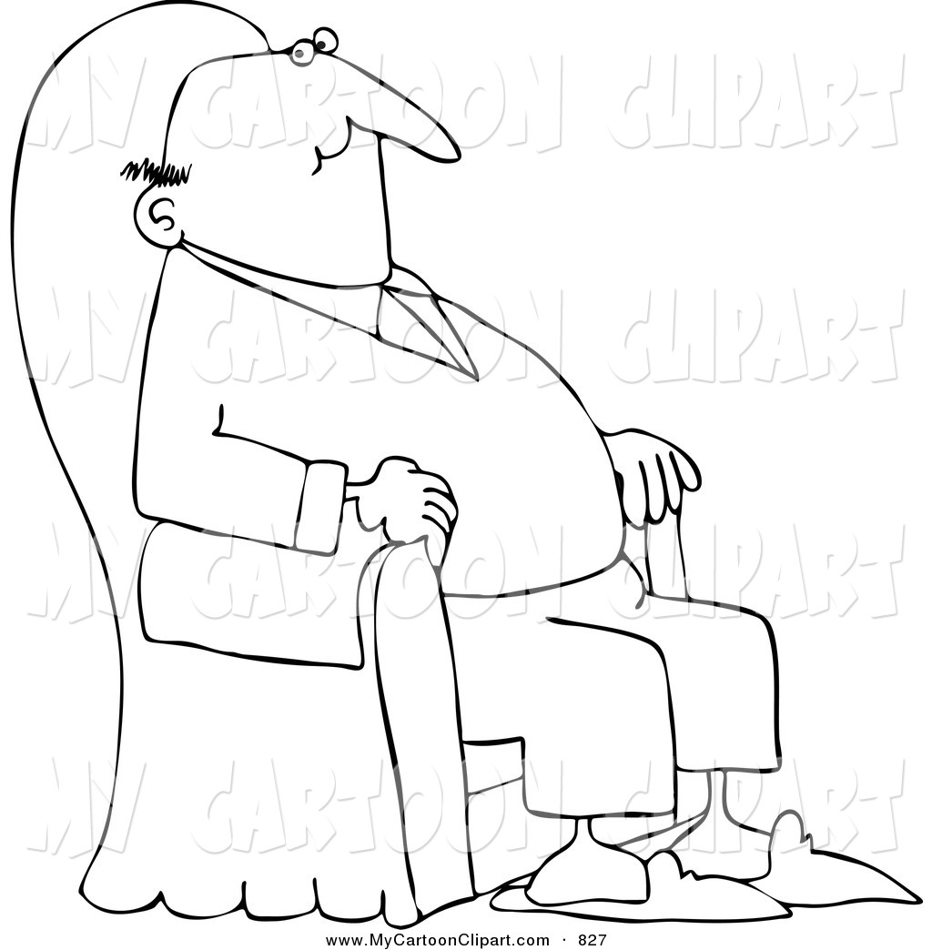     Black And White Content Man Relaxing In An Armchair Outline Design