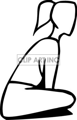     Black And White Girl With A Pony Tail Sitting On The Floor Crosslegged