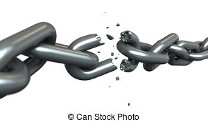 Breaking Chains   3d Render Of Breaking Chains Over White