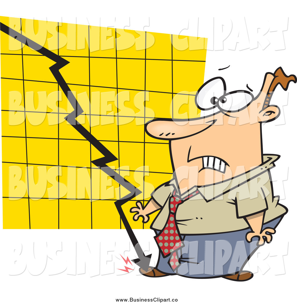 Cartoon Vector Clip Art Of A Cartoon Chart Crashing Onto A Businessman