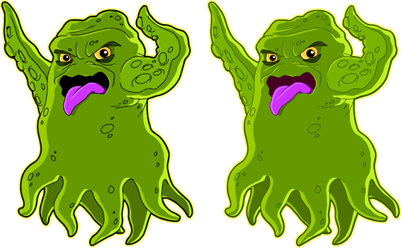 Clip Art Hoard  Tentacled Green Alien Space Monster