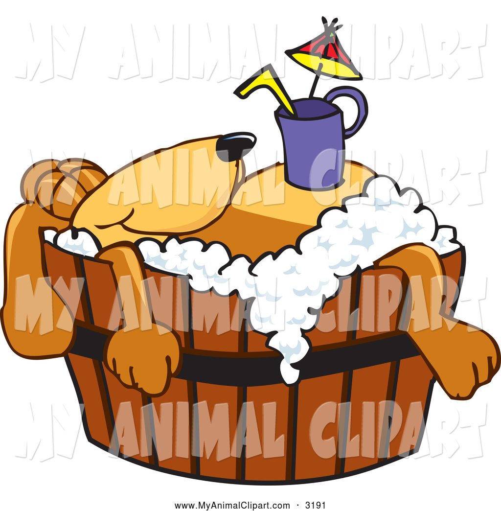 Clip Art Of A Cute Brown Dog Mascot Cartoon Character With A Drink On    
