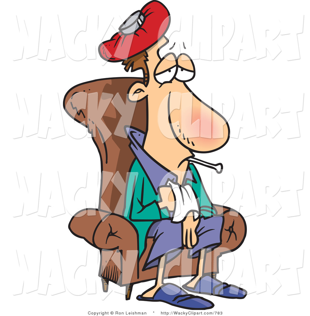 Clipart Of A Sick Man Sitting In A Brown Armchair By Ron Leishman    