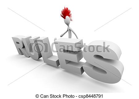 Clipart Of Punk Breaking The Rules   3d Rendered Illustration Cartoon