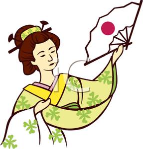 Clipart Picture  A Geisha Holding A Japanese Fan