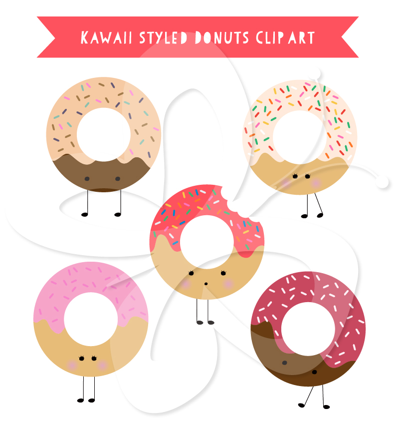 Home   All Clip Art   Kawaii Cute Donut Food Clipart