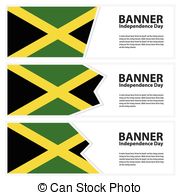 Jamaica Flag Banners Collection Independence Day Vector Illustration