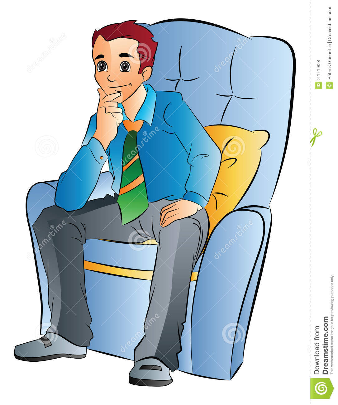 Man Sitting On A Soft Chair Illustration Stock Images   Image