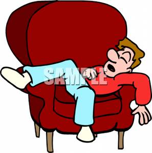 Man Sleeping In A Red Armchair Clipart Image