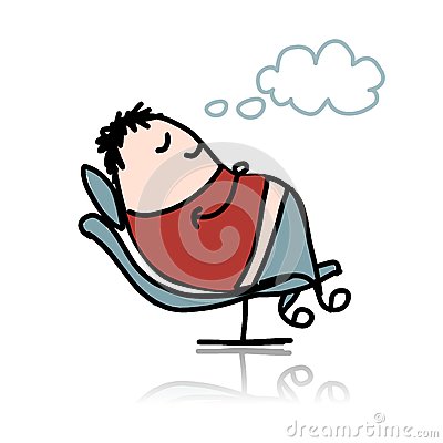 Man Sleeping In Armchair Vector Illustration