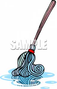 Mop In A Puddle Of Water   Royalty Free Clipart Picture