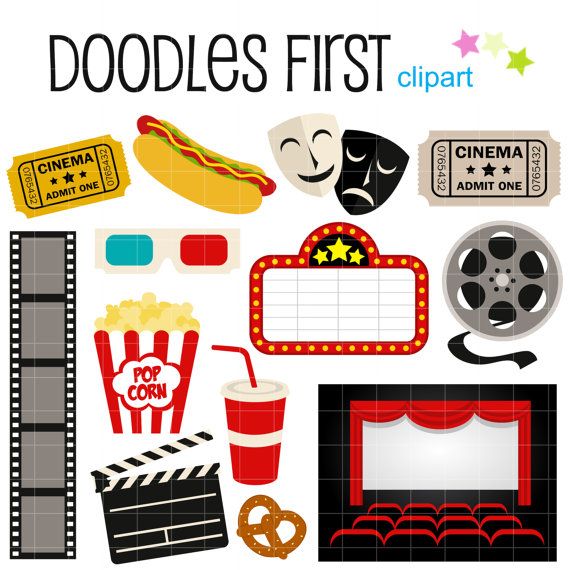 Movie Night Digital Clip Art For Scrapbooking Card By Doodlesfirst  2