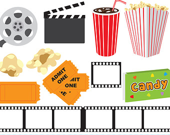 Movie Night Digital Clipart Theate R Clipart At The Movies Clip Art    