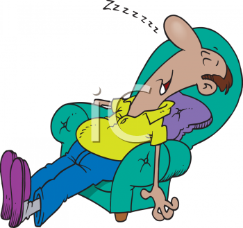 Of A Man Asleep In His Easy Chair   Royalty Free Clipart Picture