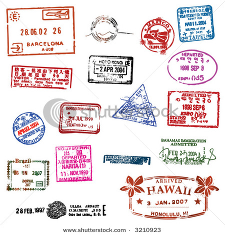 Passport Stamps   Vector Clip Art Picture