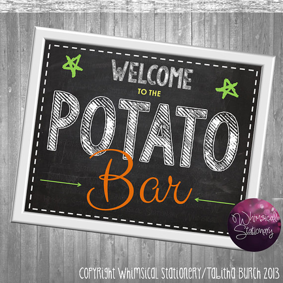 Potato Bar Party Food Table Sign  Printable File Only   Printable    
