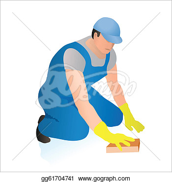 Professional Cleaner Wiping The Flo  Clipart Illustrations Gg61704741