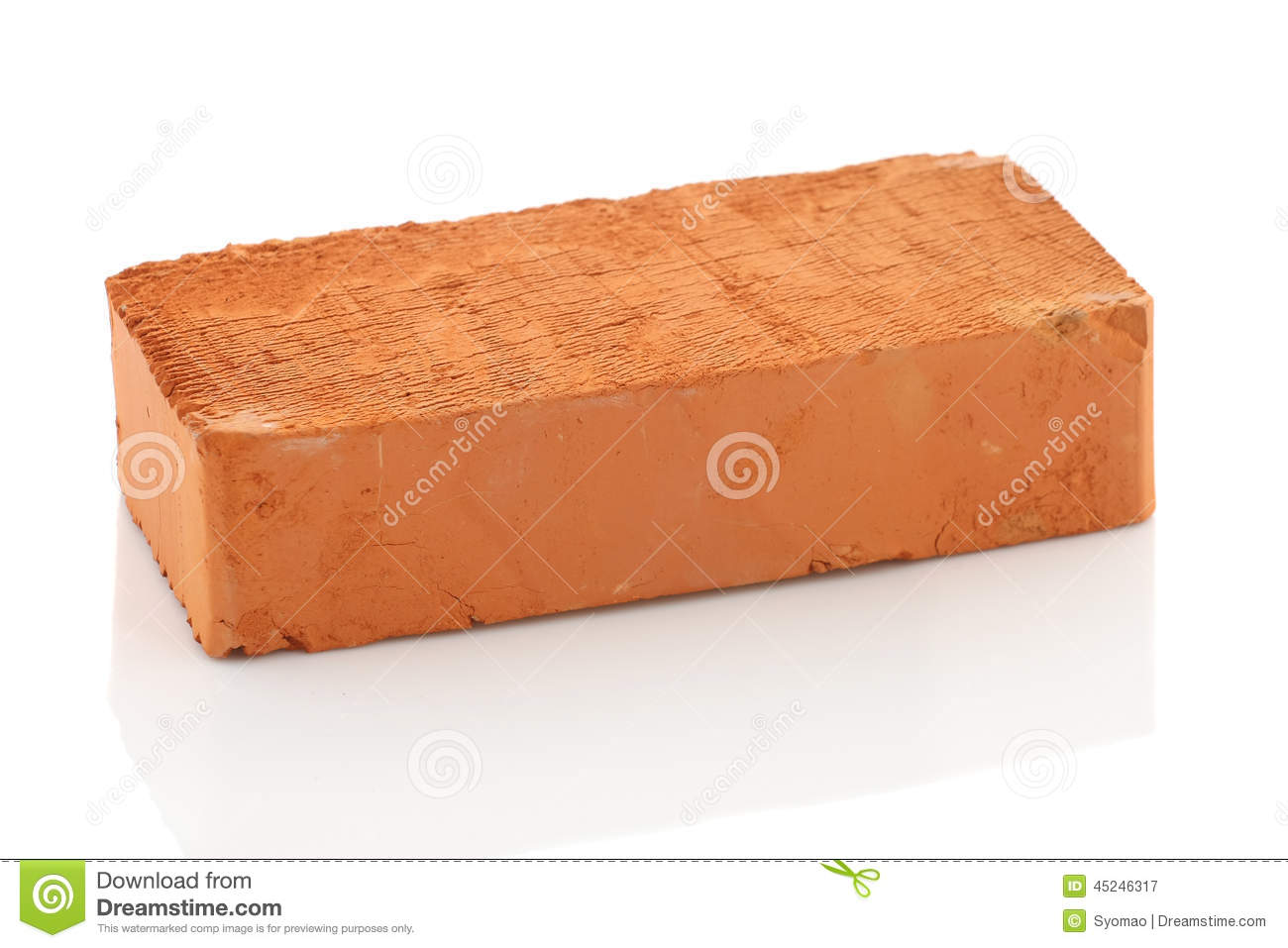 Single Red Brick On White Background Stock Photo   Image  45246317