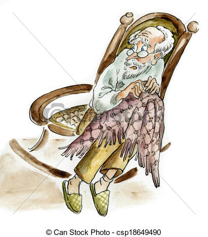 Stock Illustration   Scared Male Senior Man In Armchair   Stock