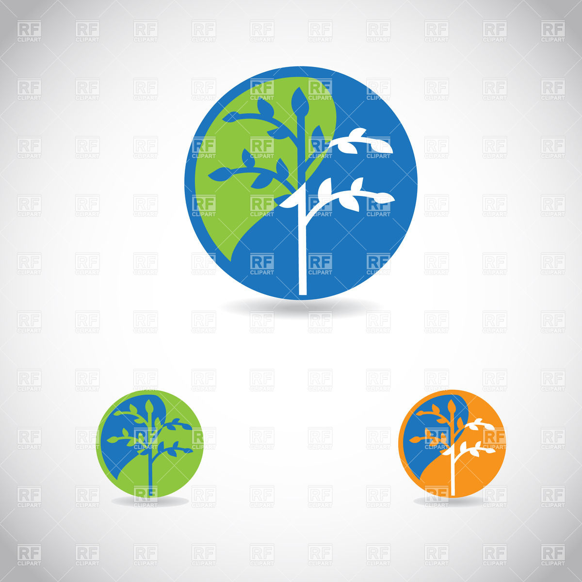 Three Round Eco Icons With Trees 22793 Download Royalty Free Vector    