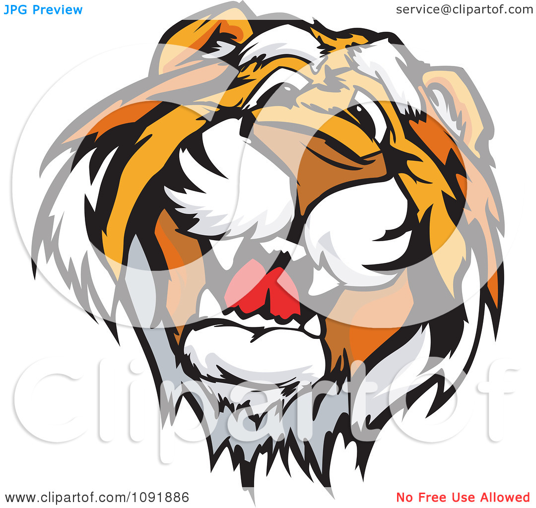 Tiger Face Clip Art Clipart Friendly Tiger Mascot Face Royalty Free
