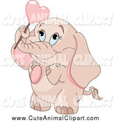 Vector Cartoon Clip Art Of A Cute Valentines Day Elephant Holding A    
