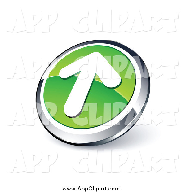 Vector Clip Art Of A Round Green And Chrome Up Arrow App Button By