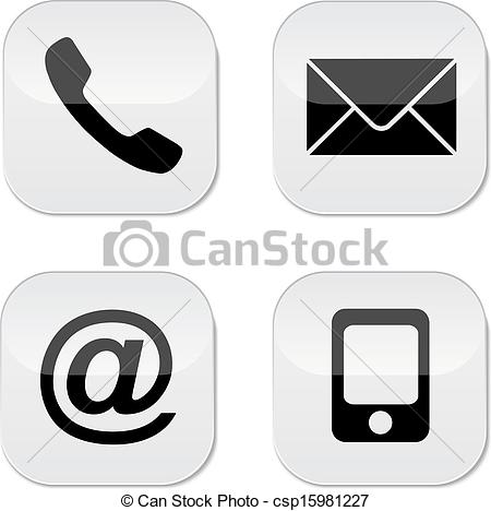 Vector Illustration Of Contact Us   Contact Buttons Set   Email
