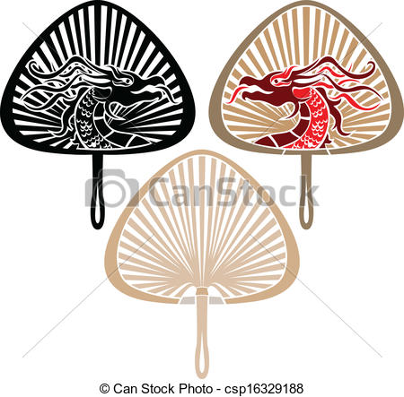 Vector Of Asian Japanese Fan With A Dragon Three Variants Csp16329188