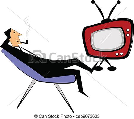 Vectors Of Man Watching Television   Man Lounging In Chair Watching Tv