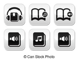 Audiobook Vector Buttons Set   Listening To Audiobooks Grey