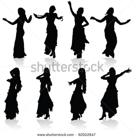 Belly Dancing Black Woman Silhouette On White Stock Vector 92022647    