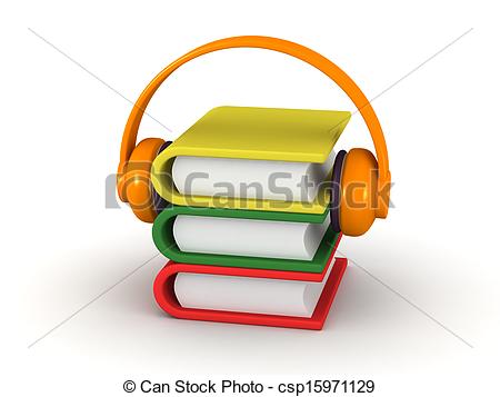 Clip Art Of Audiobook Concept   3d Books And He   A Small Stack Of    
