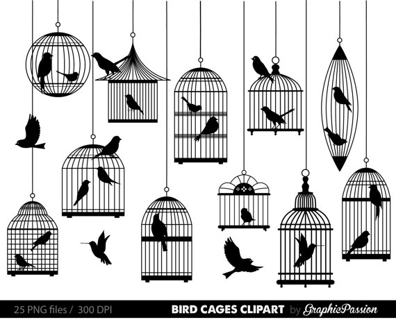 Digital Bird Cage Clip Art Bird Cage Silhouette Clip Art Bird And Cage    