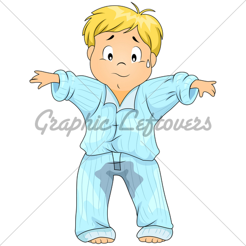 Illustration Of A Kid Who Wet His Pajamas