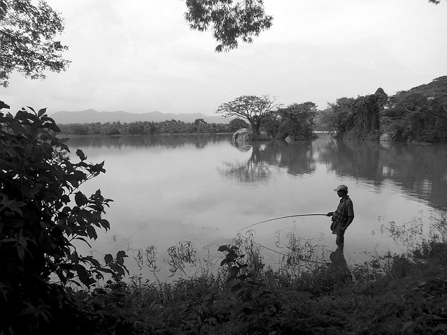 Lake Clipart Black And White Lake Fisherman Black And