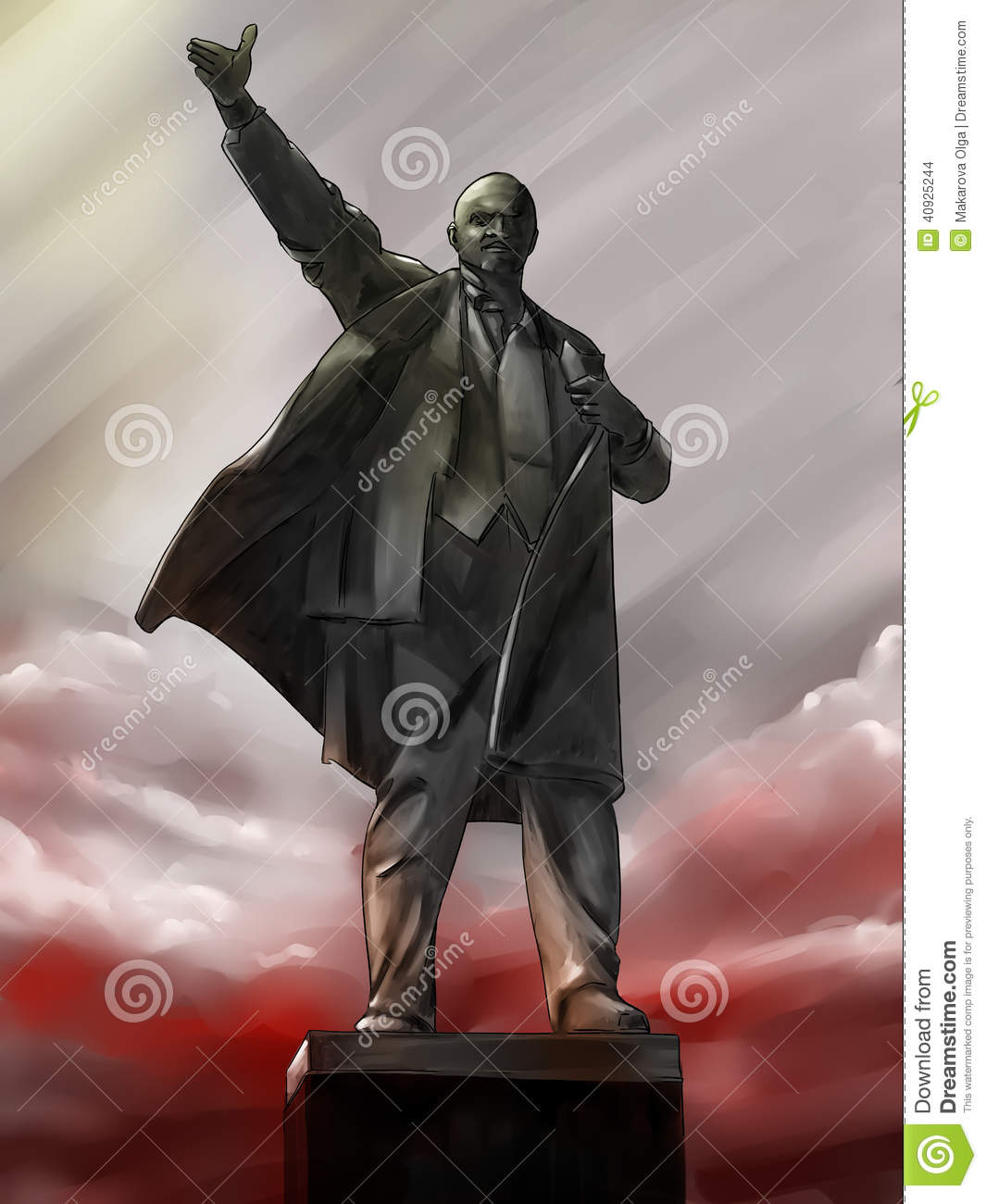 Stock Illustration  Lenin Statue At The Dawn