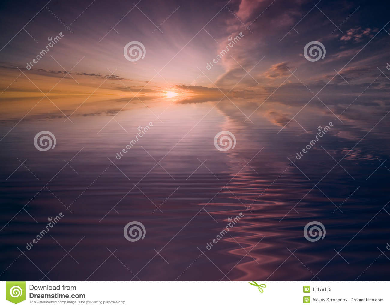 Sunset Over Water Stock Photos   Image  17178173