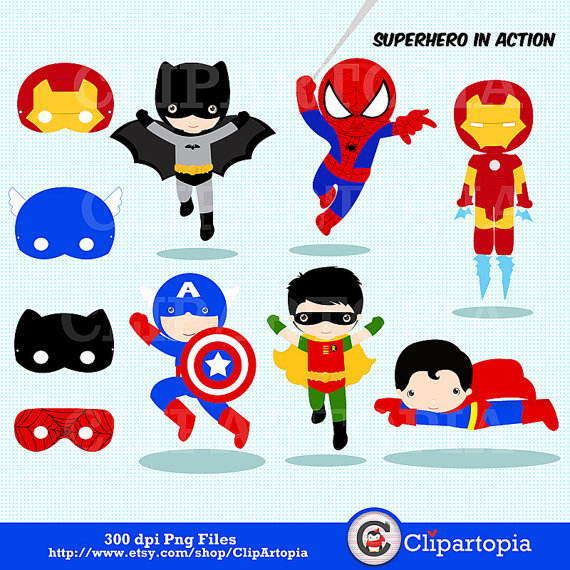 Superhero In Action Digital Clipart   Super Hero Clipart Superboys