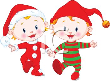 Toddlers Holding Hands Wearing Their Christmas Pj S And Santa Hats