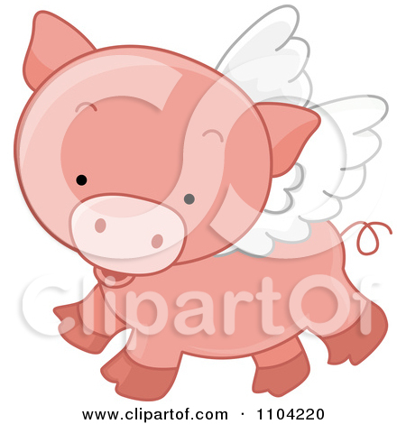 Clipart Cute Winged Pig Flying   Royalty Free Vector Illustration By