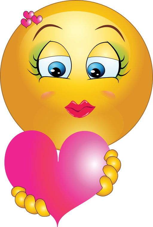 Cute Girl Heart Emoticon Smiley Clipart   Royalty Free Public Domain    