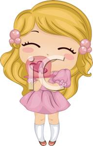 Cute Little Girl Holding A Cupcake   Royalty Free Clipart Picture