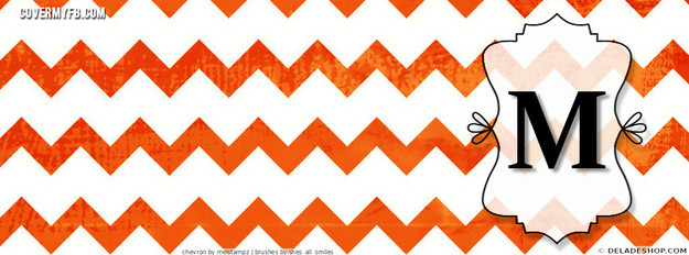 Orange Chevron Monogram M Facebook Covers Distressed Orange